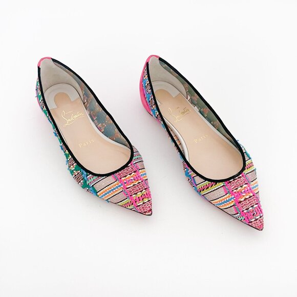 Christian Louboutin Shoes - Christian Louboutin Follies Flat EU 36 US 6 Pink Tweed Mesh Tres Hippie Ballet